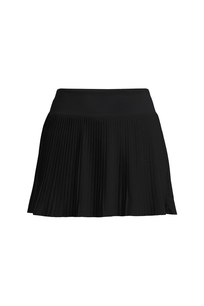 High Waisted Pleated Woven Swim Skort, Alternate, color, Black