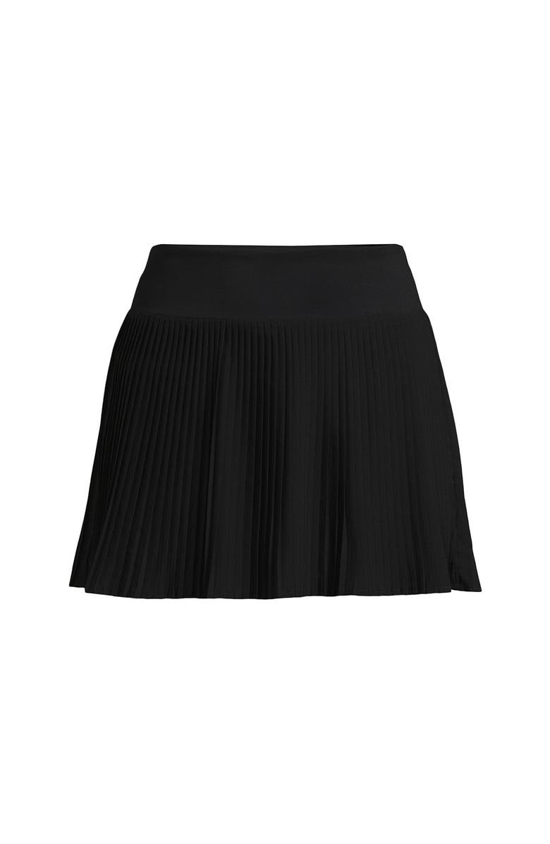 Lands' End High Waisted Pleated Woven Swim Skort, Alternate, color, Black
