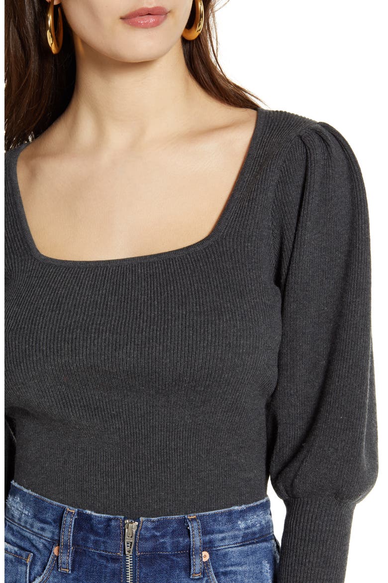 Long Sleeve Square Neck Sweater, Alternate, color, CHARCOAL