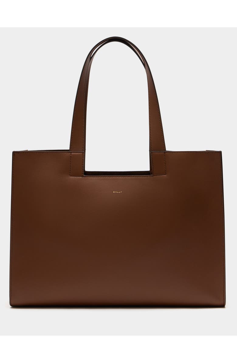 Bally Easy Bally Tote Bag in Leather and Plain Finish, Main, color, Brown