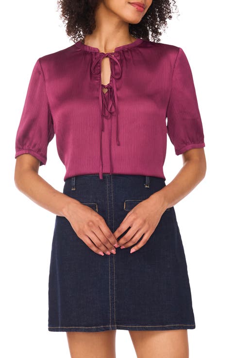 売れ筋商品|||ヴィンスカムート カットソー トップス レディース Women's Printed Tie-Front Top Sapphire Sky Women's Vince Camuto Tops | Nordstrom
