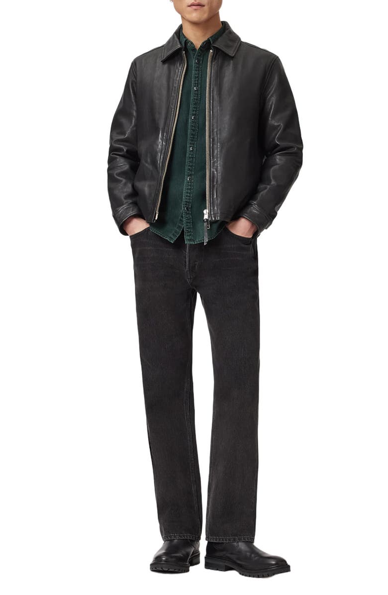 AllSaints Gleason Cotton Denim Snap Front Shirt, Alternate, color, Phantom Blue