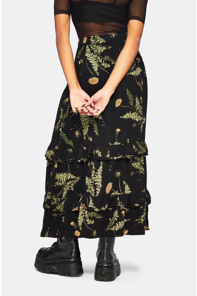 Cimora Dandelion Ruffle Maxi Skirt, Alternate, color, Black