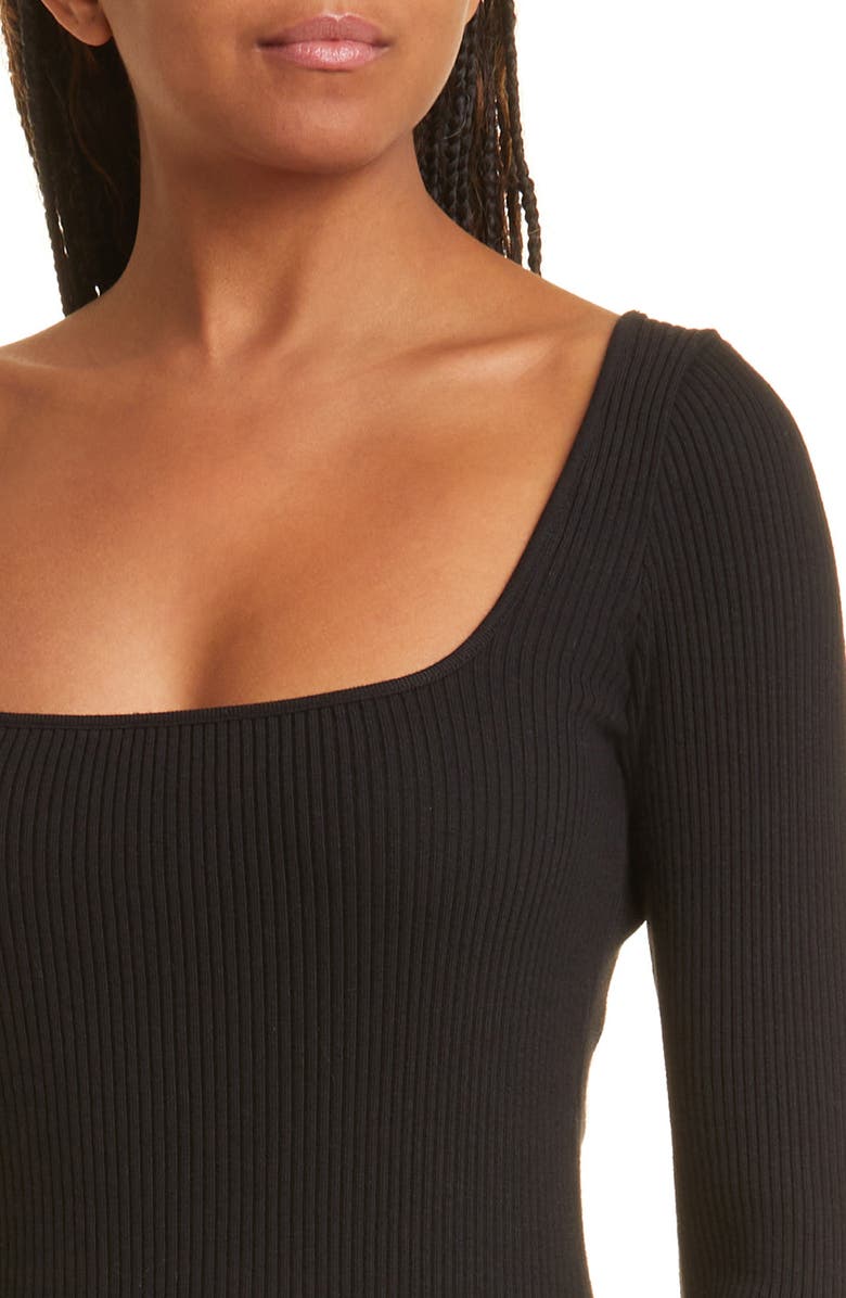 Vince Square Neck Long Sleeve Rib Dress, Alternate, color, 