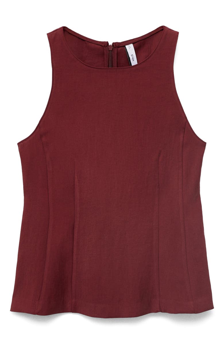 MANGO Sleeveless Peplum Top, Main, color, Maroon