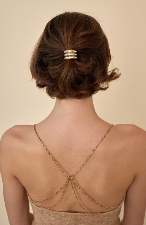 Lelet Ny Glossy Triple Arch Petite Cuff Ponytail Holder In Metallic