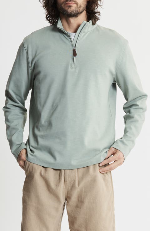 Stretch Slub Cotton Quarter Zip Pullover