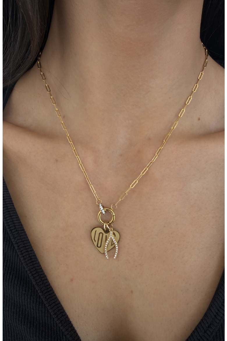 Love Heart 14k Gold Filled Charm Necklace, Alternate, color, GOLD