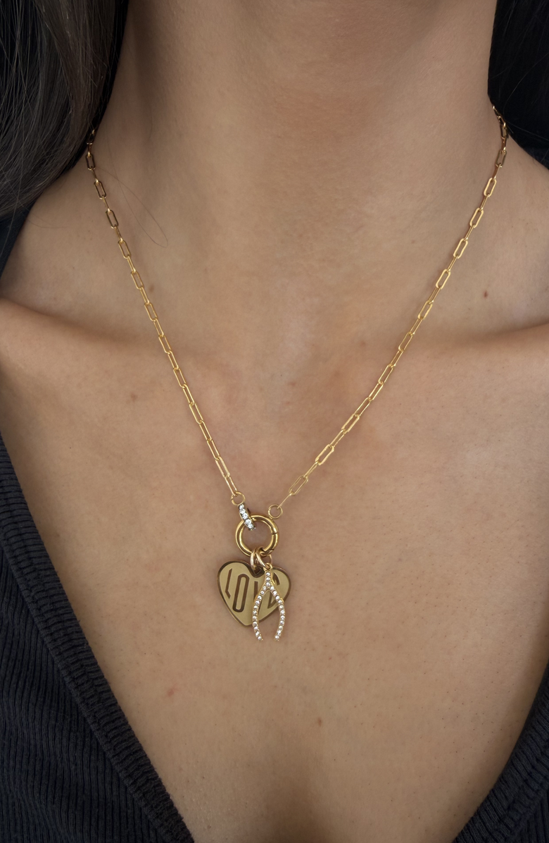 CUFFED BY NANO Love Heart 14k Gold Filled Charm Necklace, Alternate, color, Gold