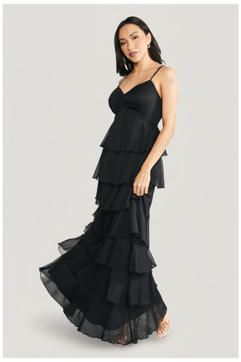 Tiana Tiered Maxi Dress, Alternate, color, Black