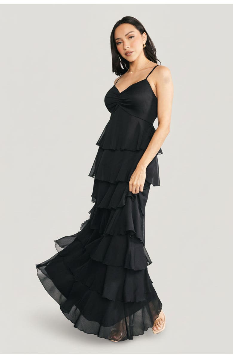 Baltic Børn Tiana Tiered Maxi Dress, Alternate, color, Black