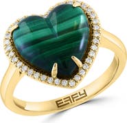 EFFY Diamond & Malachite Heart Ring