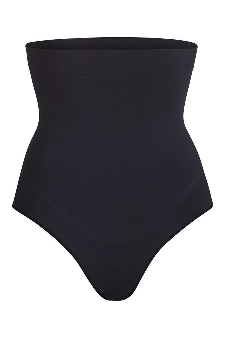 High Waist Bonded Thong, Alternate, color, ONYX