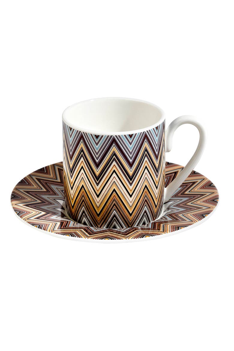 Coffee Cup & Saucer ZIG ZAG Set of 2 in Luxury Box Jarris 148 diam. 2.3", H 2.5", Cap. 4 oz, Saucer diam. 4.75", Alternate, color, Multicolor
