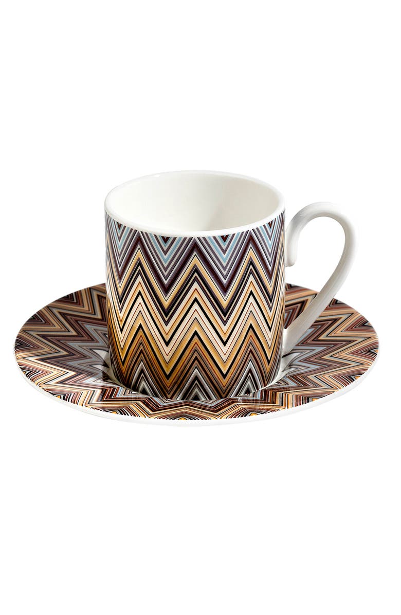 Missoni Home Tableware Coffee Cup & Saucer ZIG ZAG Set of 2 in Luxury Box Jarris 148 diam. 2.3", H 2.5", Cap. 4 oz, Saucer diam. 4.75", Alternate, color, Multicolor