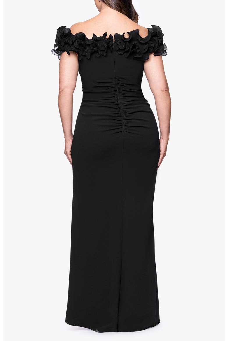 Ruffle Scuba Knit Sheath Gown, Alternate, color, BLACK
