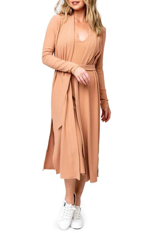 Gibsonlook Ribbed Longline Cardigan In Nude