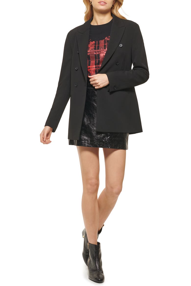 Double Breasted Blazer, Alternate, color, BLACK