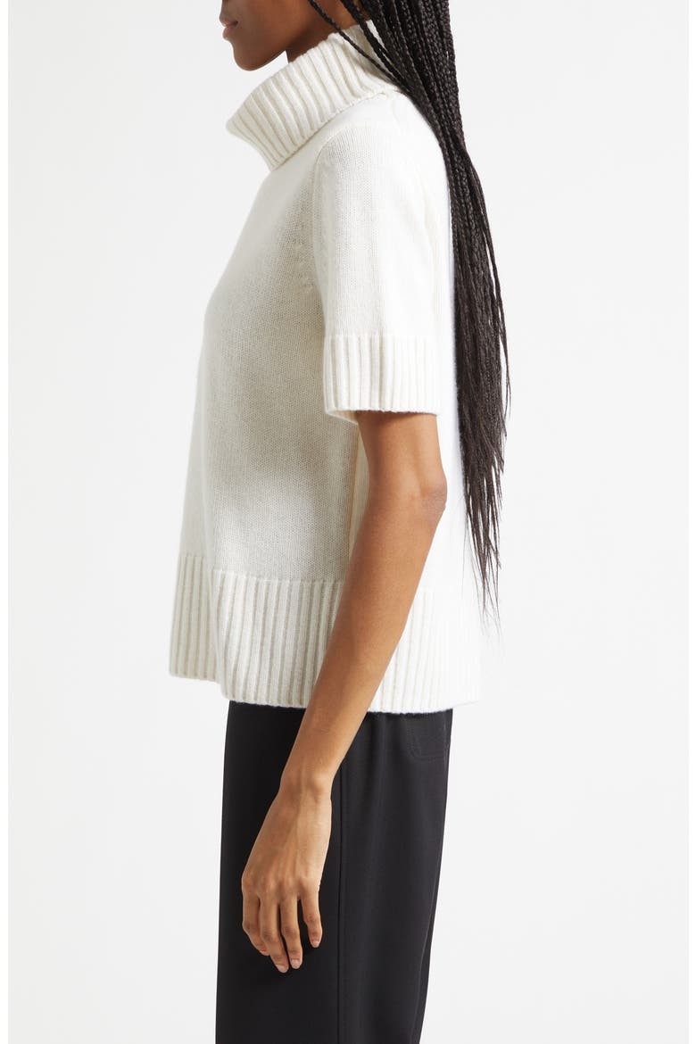 Elena Short Sleeve Cashmere Turtleneck Sweater, Alternate, color, CREAM