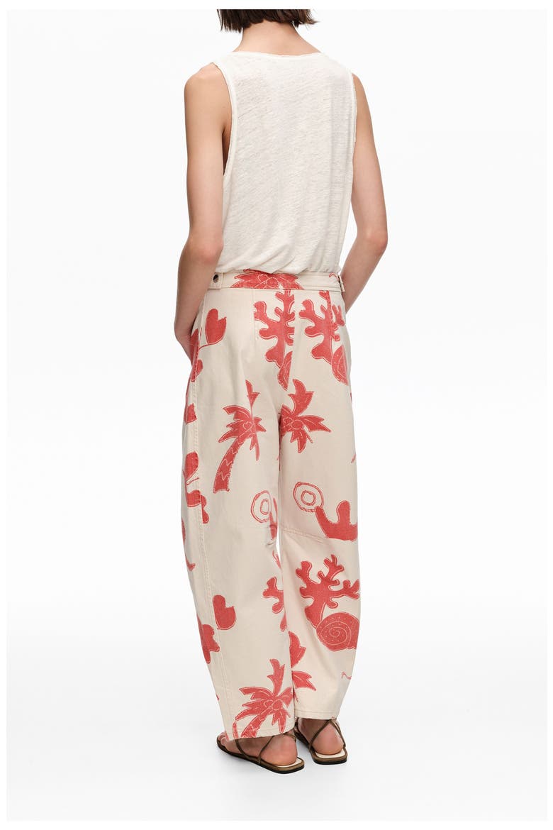 Barrel-Leg Cotton Ankle Trousers, Alternate, color, SAND RED