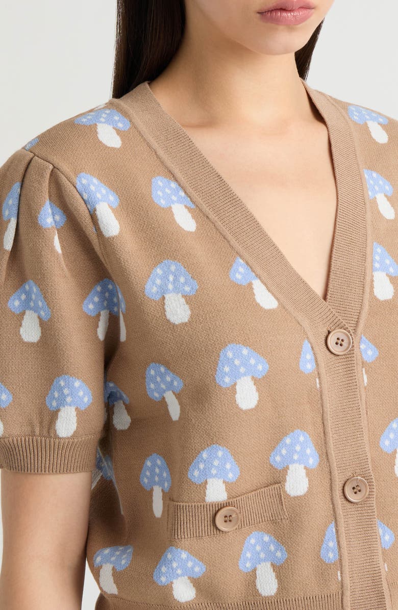 NVLT Mushroom Jacquard Cardigan, Alternate, color, Beige Mushroom