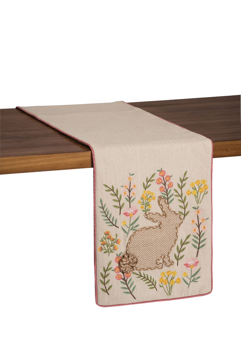Garden Spring Easter Bunny Rabbit Decorative Table Runner 14" x 72", Alternate, color, Brown