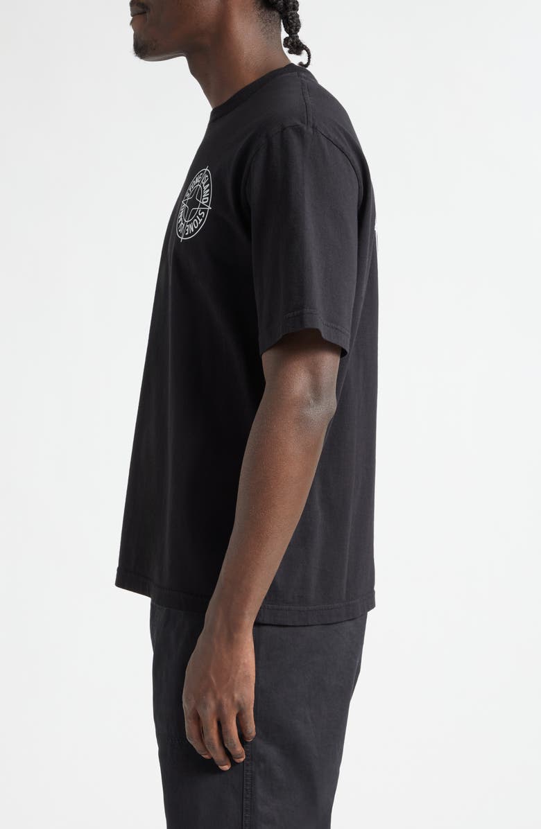 Stone Island Outline Compass Logo Organic Cotton Graphic T-Shirt, Alternate, color, Black
