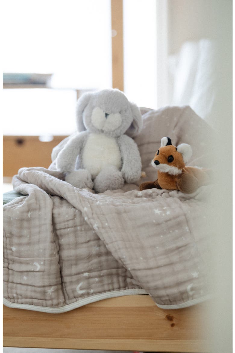 Organic Cotton Muslin Quilted Throw, Alternate, color, MOON DUST