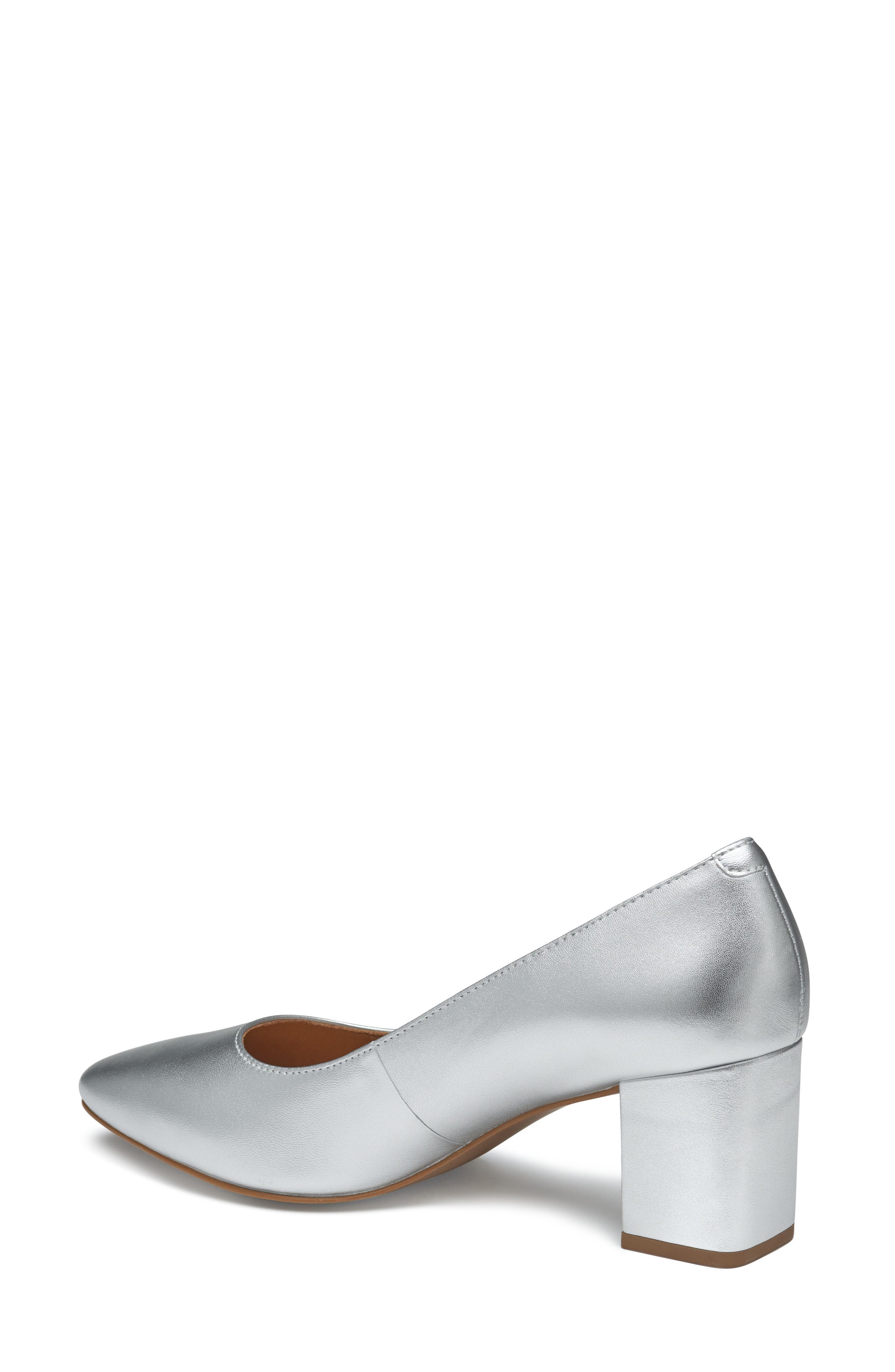 Johnston & Murphy Vicki Block Heel Pump, Alternate, color, Silver Metallic Sheepskin