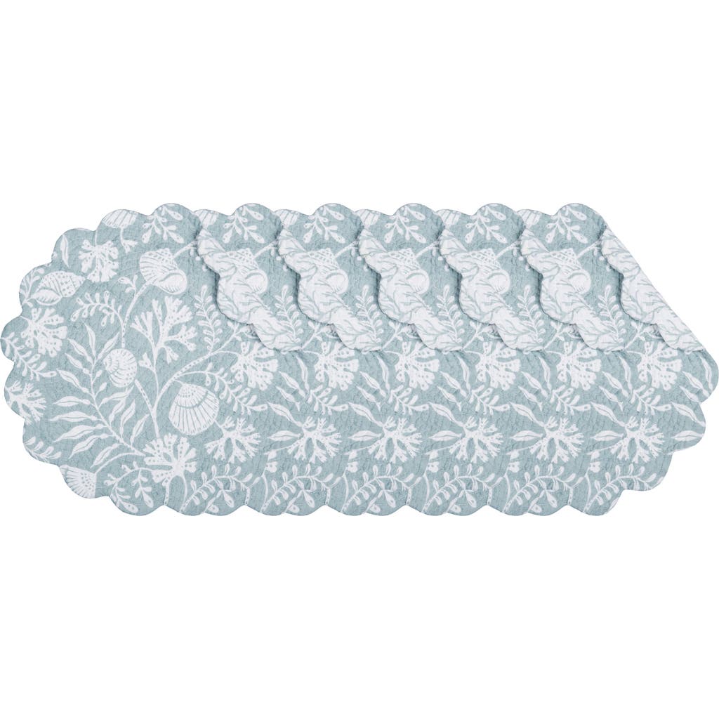 C & F Home C&f Home Seafoam Reef Scalloped Round Placemats Set Of 6 Nautical Design Coral, 17" In Blue