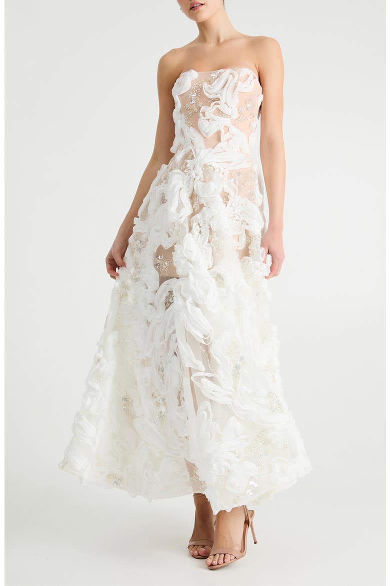 Olivia Embellished Strapless Maxi Cocktail Dress, Main, color, OFF WHITE