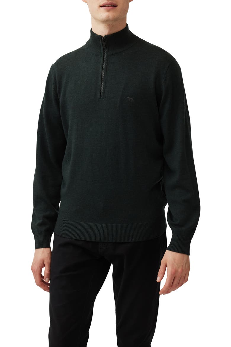 Calderwell Merino Wool Quarter Zip Sweater, Main, color, FOREST