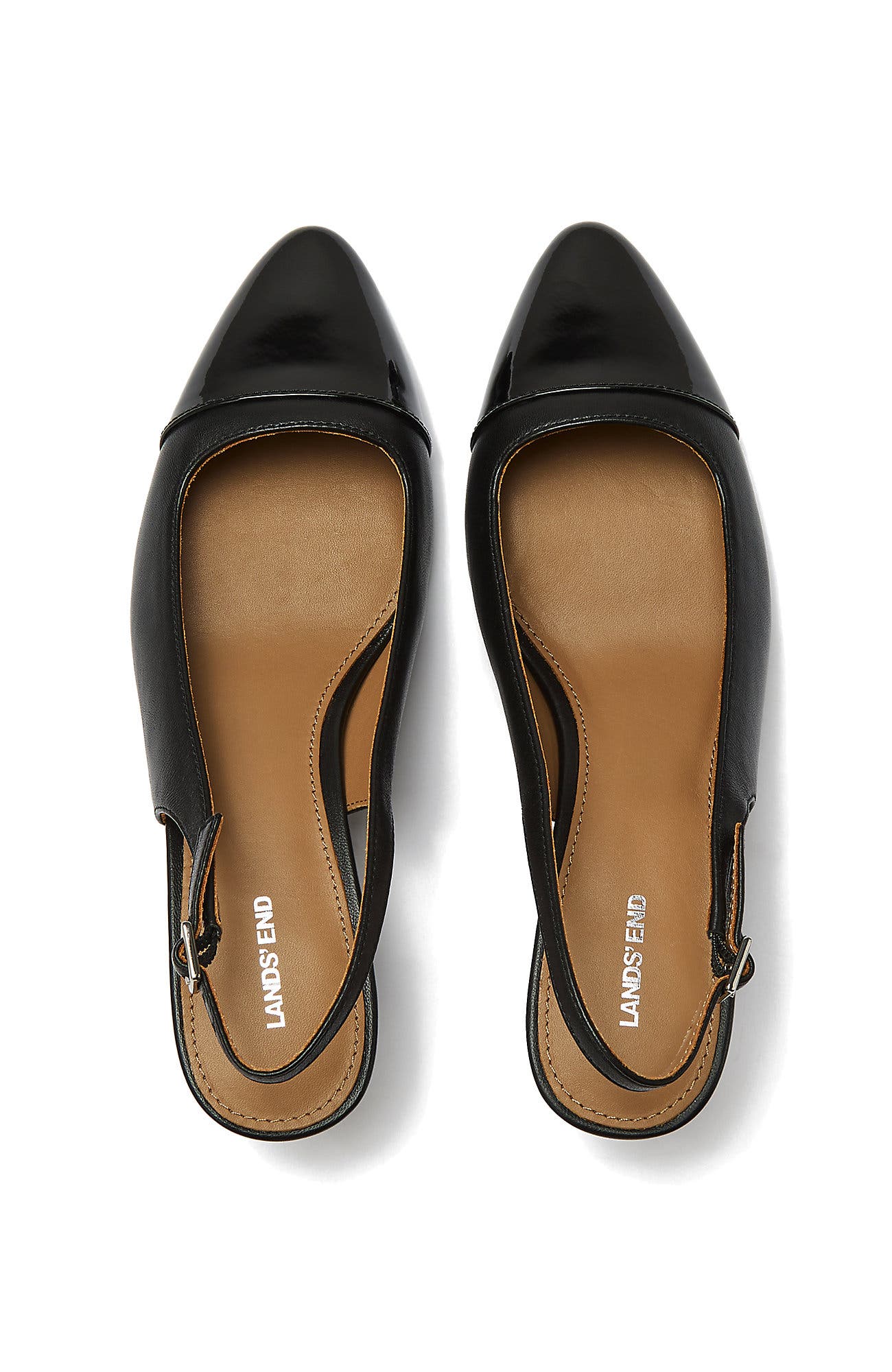 Leather Slingback Cap Toe Kitten Heels - image 2