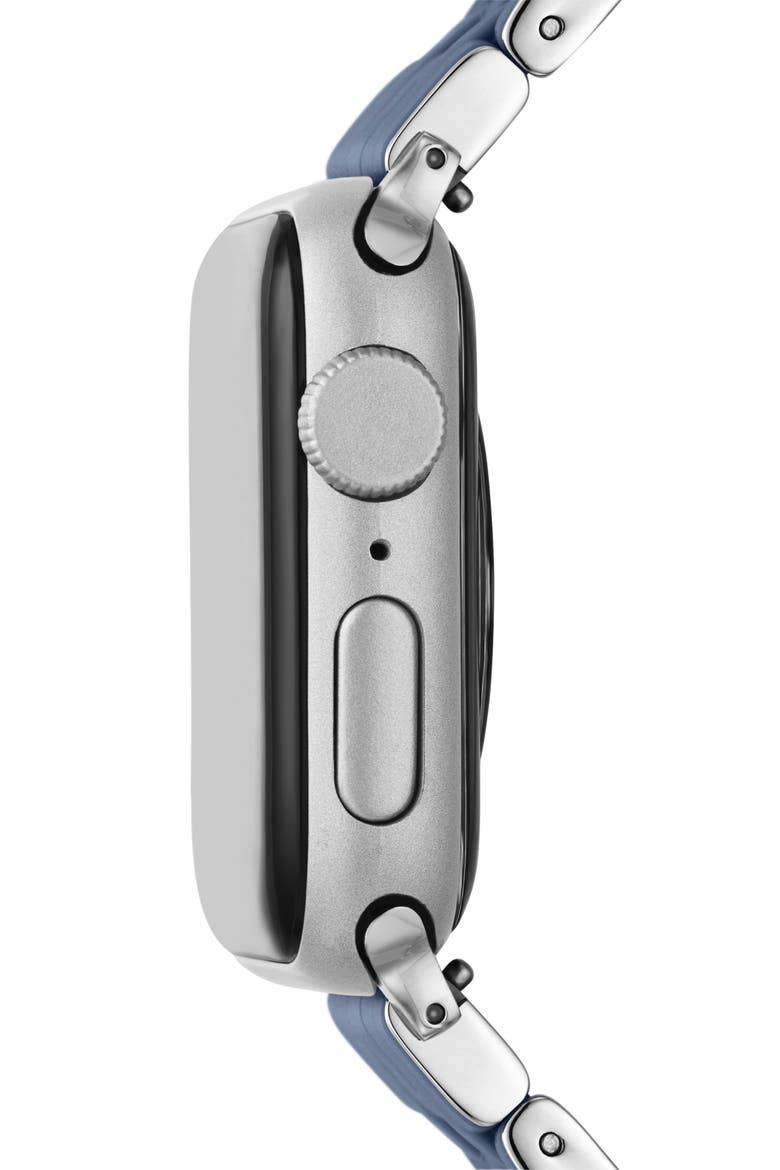 Silicone 20mm Apple Watch® Watchband, Alternate, color, BLUE/ SILVER