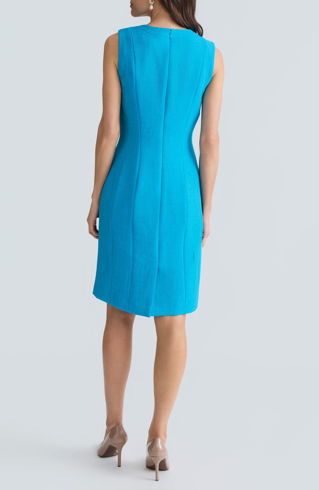 Pebble Crepe Seamed Sheath Dress - image 2