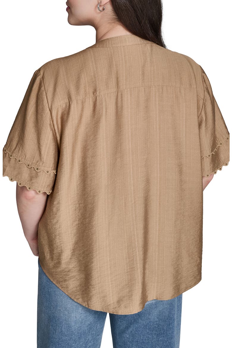Nailhead Stud Detail Metallic Button-Up Shirt, Alternate, color, CARTOUCHE