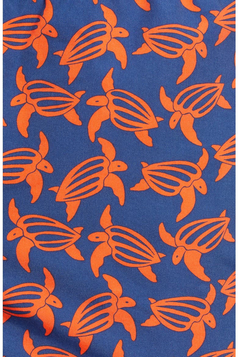 Turtle Print Swim Trunks, Alternate, color, NAVY/ ORANGE