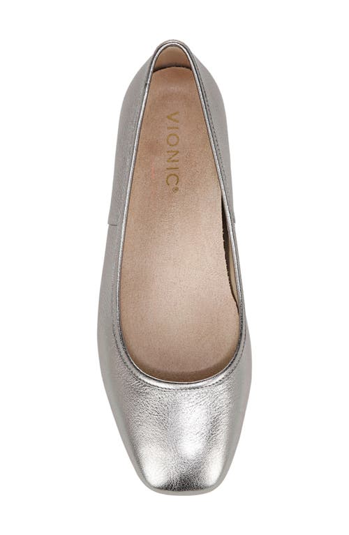 Vionic Orinda Square Toe Flat In Pewter Metallic