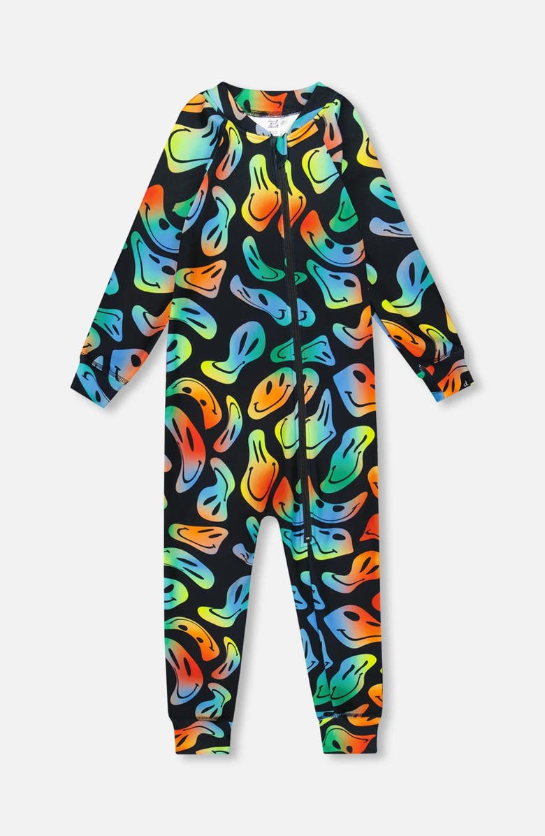 Deux par Deux One-Piece Thermal Underwear, Main, color, Smiley Face Boy