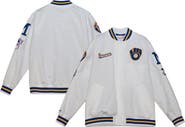 Mitchell & Ness Men's Mitchell & Ness White Milwaukee Brewers City Collection Satin Full-Snap Varsity Jacket