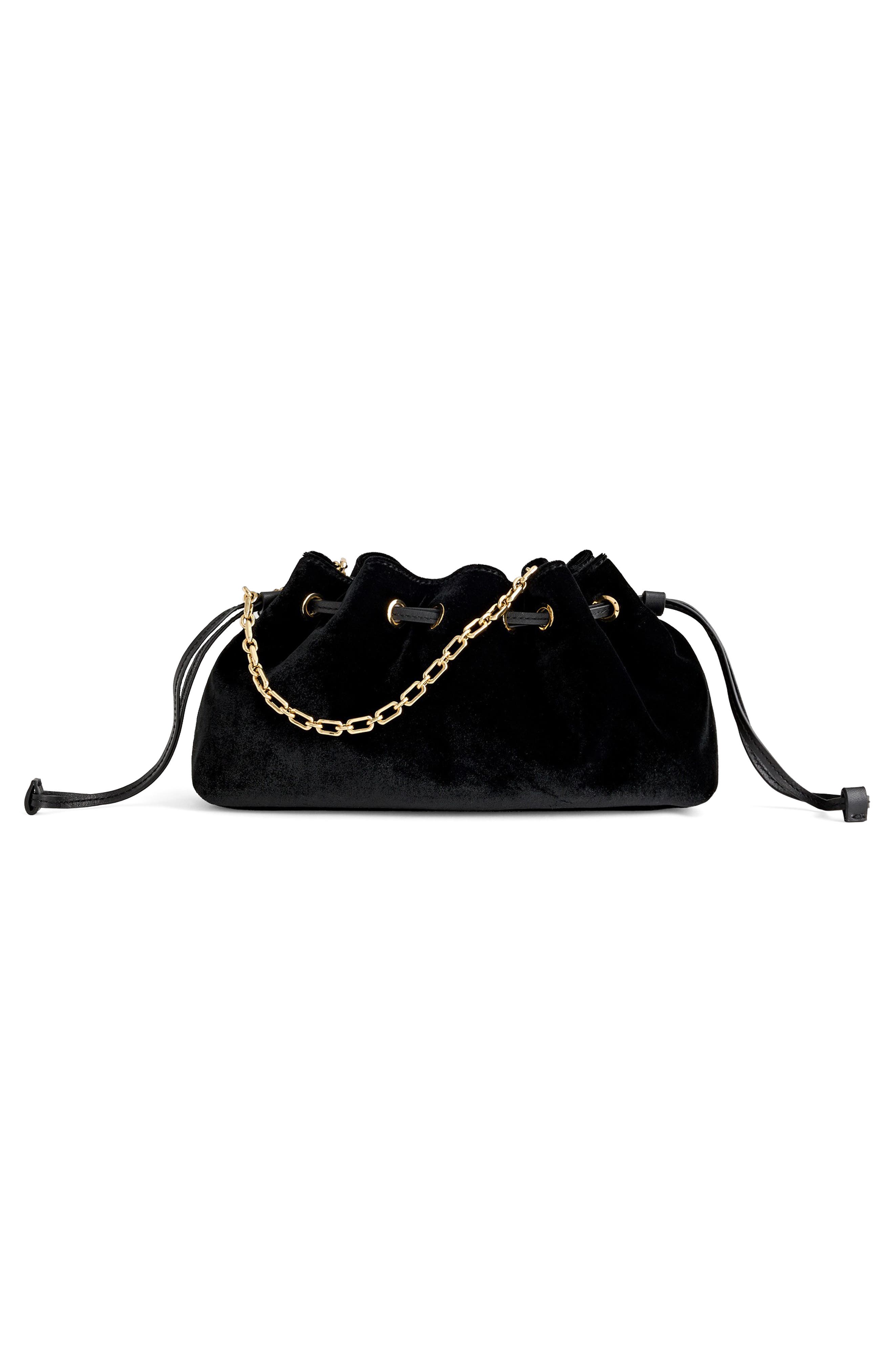 The Drawstring Clutch, Alternate, color, TRUE BLACK