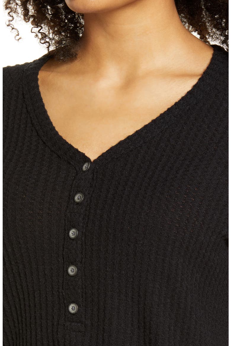High Cuff Henley Top, Alternate, color, BLACK