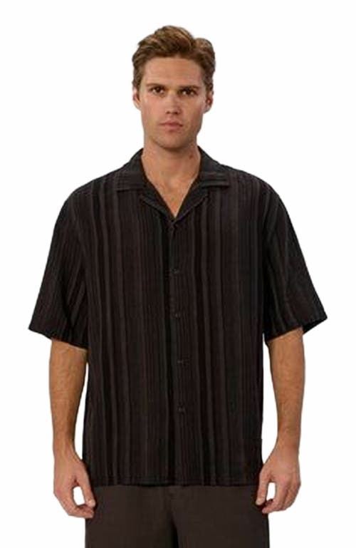 Industrie Australia The Veloro Short Sleeve Linen Shirt In Charcoal Black