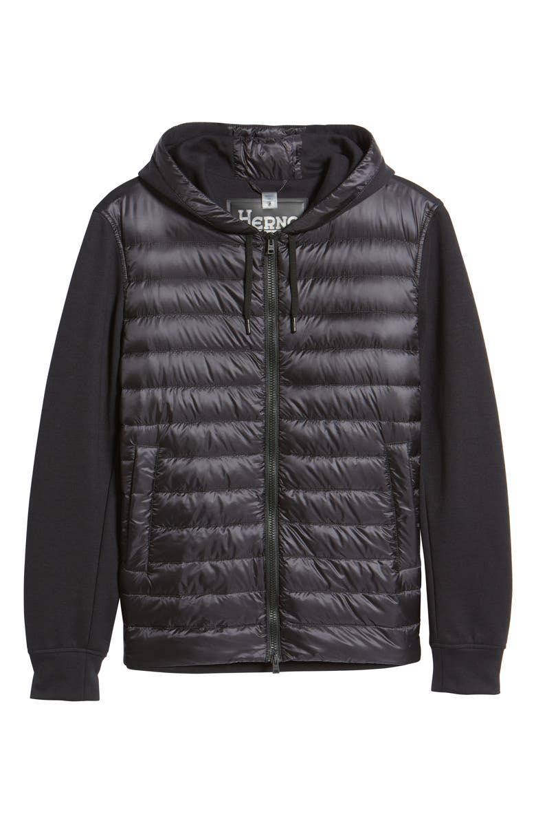 Herno Men's Fleece & Quilted Down Hooded Jacket, Alternate, color, 
