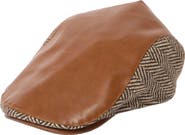 San Diego Hat Faux Leather Herringbone Driving Cap