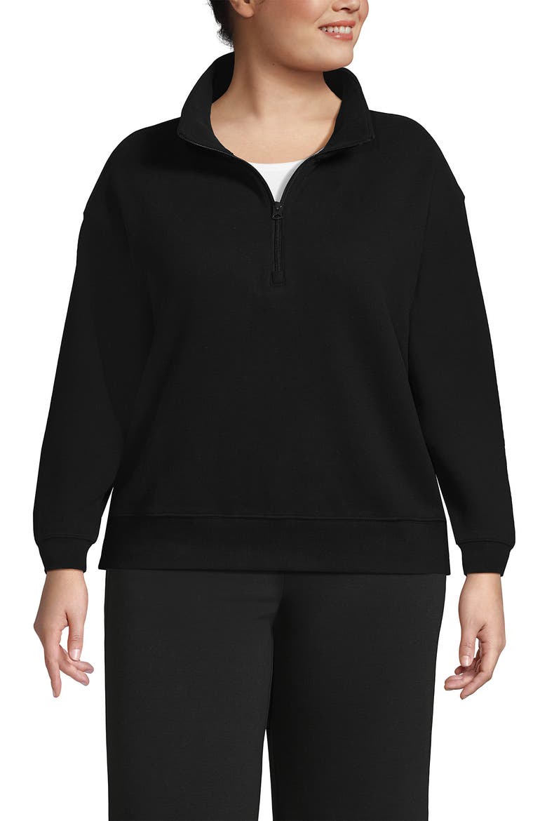 Serious Sweats Relaxed Quarter Zip Pullover Sweatshirt, Main, color, Black