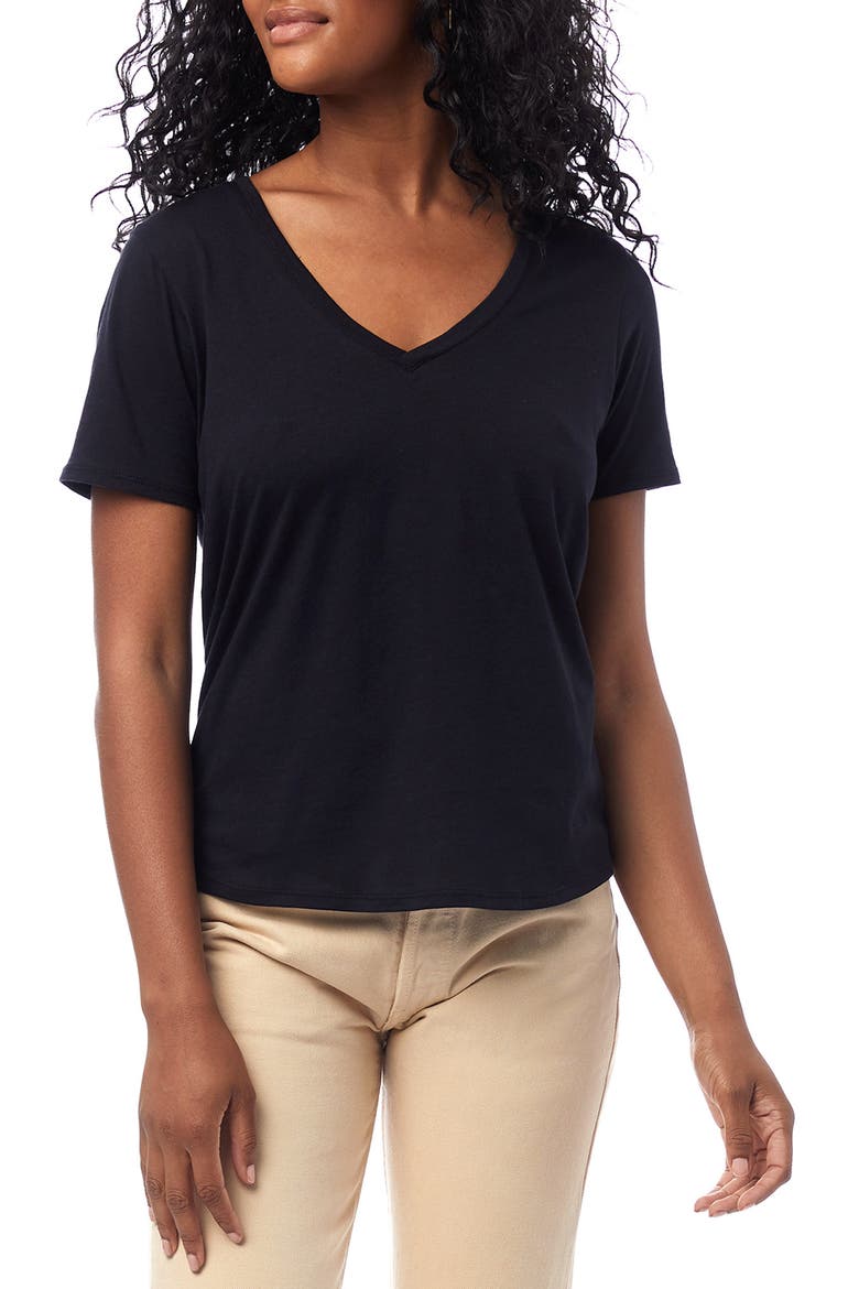 Organic Cotton V-Neck T-Shirt, Main, color, TRUE BLACK