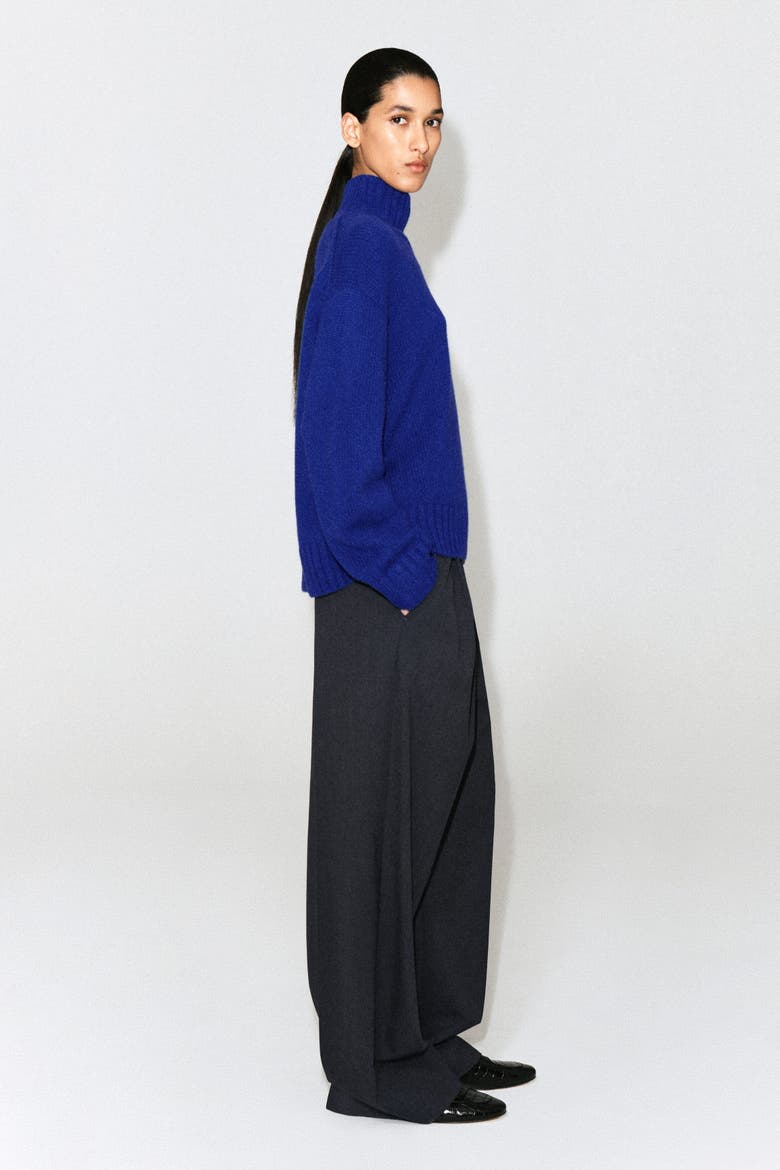 Chunky Cashmere Mock-Neck Sweater, Alternate, color, COBALT BLUE
