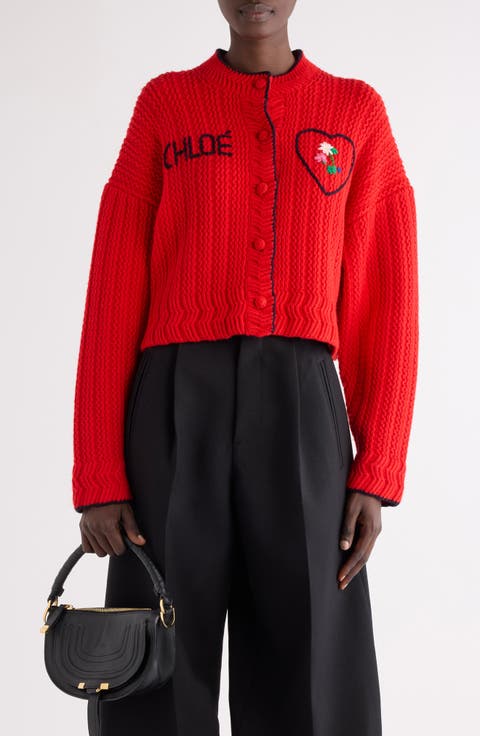 Logo Heart Wool & Cashmere Cardigan