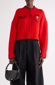 Chloé Logo Heart Wool & Cashmere Cardigan